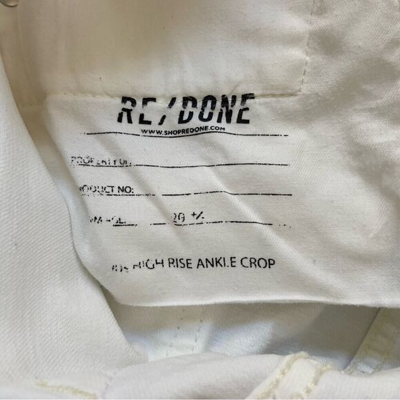 Re/Done 90’s High Rise Ankle Crop Jeans Vintage White Size 26 - Picture 8 of 14